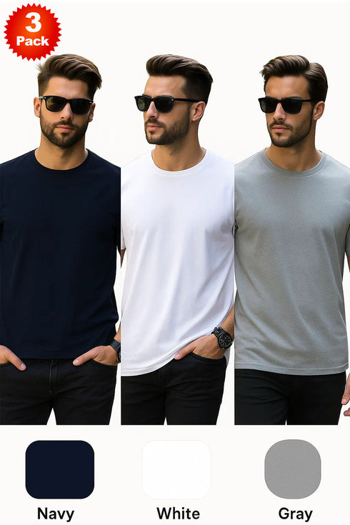 3 Pack Mens Plain Polycotton T-Shirts