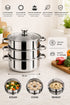 3 Tier Stainless Steel Steamer Set with Glass Lid