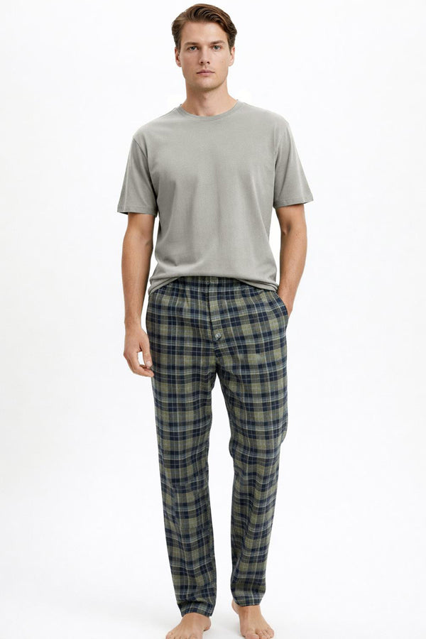 Men's Plaid Pajama Set – Short Sleeve T-Shirt & Lounge Pants