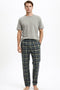 Men's Plaid Pajama Set – Short Sleeve T-Shirt & Lounge Pants