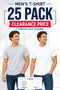 25 Pack Mens Plain T-Shirts Grey White Mixed Sizes - From 79p Per Unit