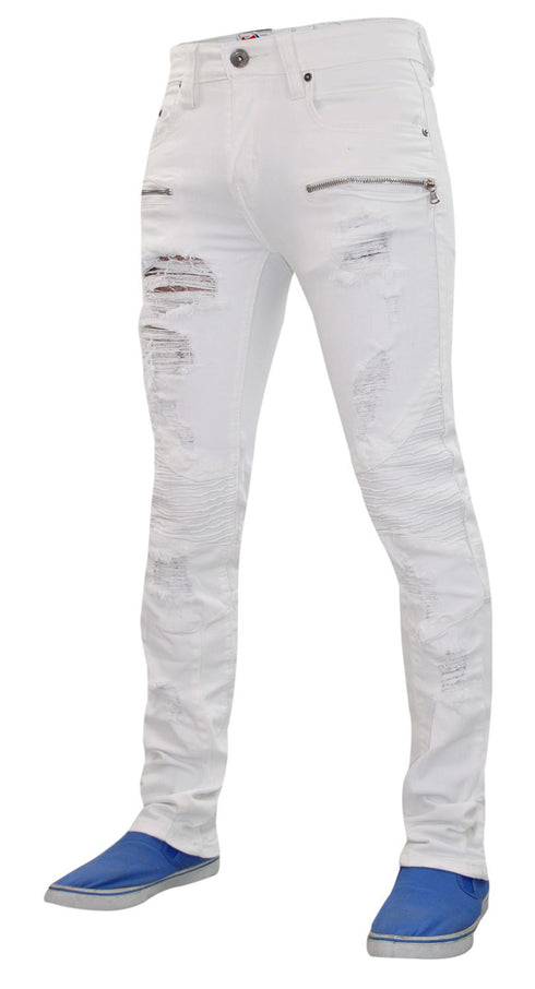 Men Rip Biker-Style Denim Jeans