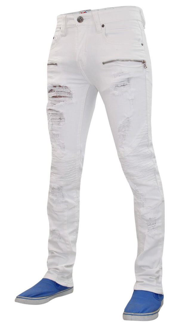 Men Rip Biker-Style Denim Jeans