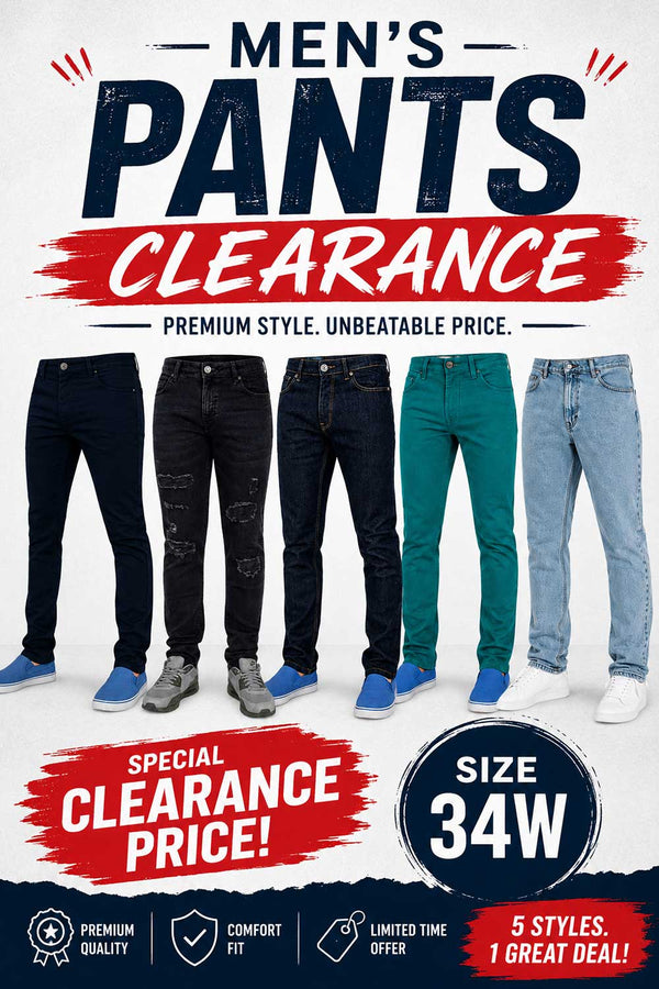 5 Pack Men’s Pants Clearance Bundle - From £6.99 Per Unit