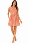 Women's Orange & White Striped Sleeveless Shirt Dress