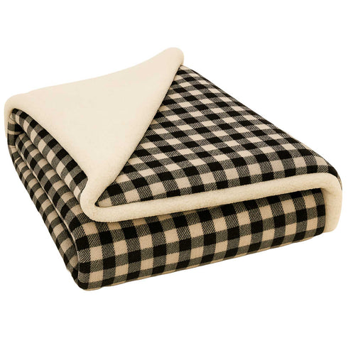 Plaid Sherpa Fleece Blanket | Reversible Sofa & Bed Throw