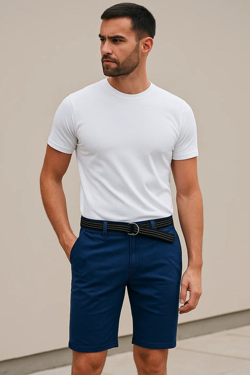 True Face Belted Chino Cotton Shorts