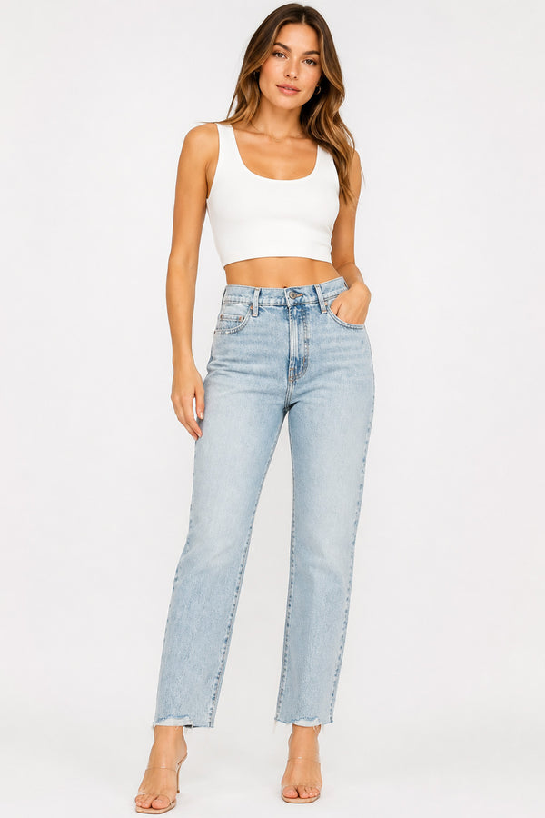 Women’s Bleach Wash Straight Leg Jeans