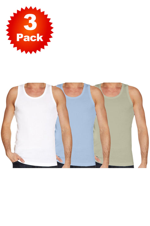 3 Pack Mens Plain Cotton Vest