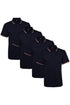 4 Pack Mens Tipping Plain Polo Collar Pique Shirt