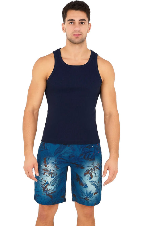 Men's Tropical Print Blue Lounge Shorts – Casual Summer Beachwear