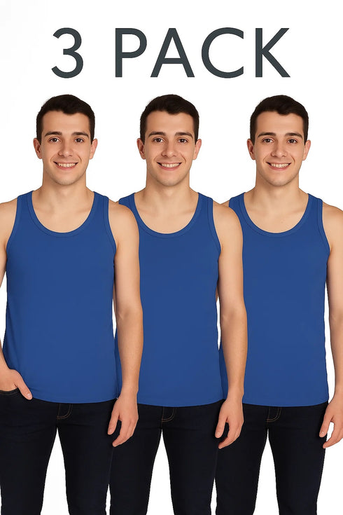 3 Pack Men's Plain Polycotton Sleeveless Vest – Soft, Lightweight, Print-Friendly Gym Tank Top