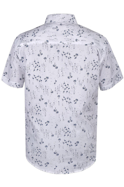 Mens White Flamingo Print Hawaiian Shirt