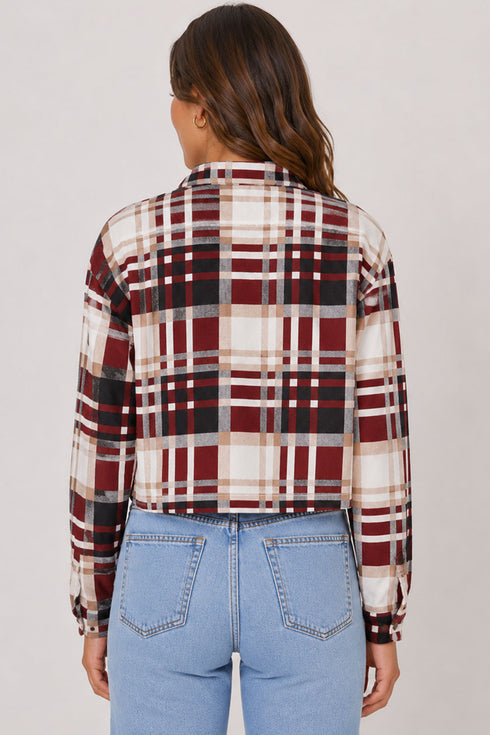 Ladies Collar Checked Jacket