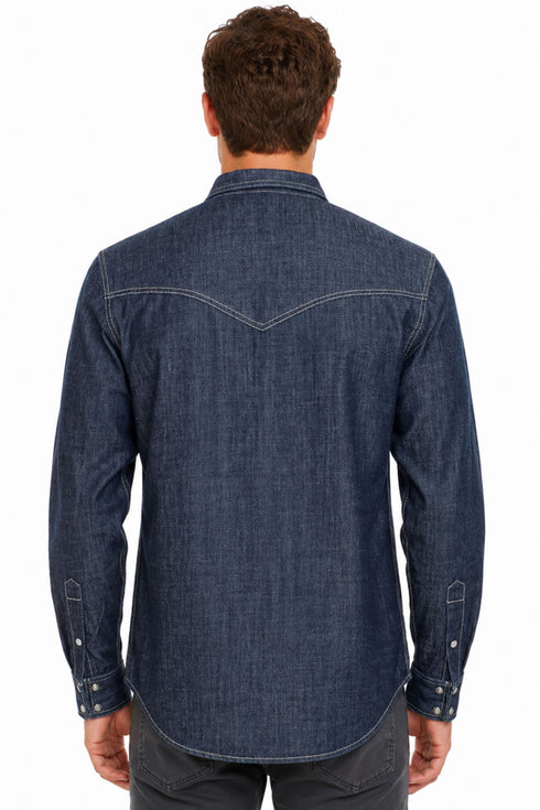 Men’s Denim Western Shirt with Contrast Stitching