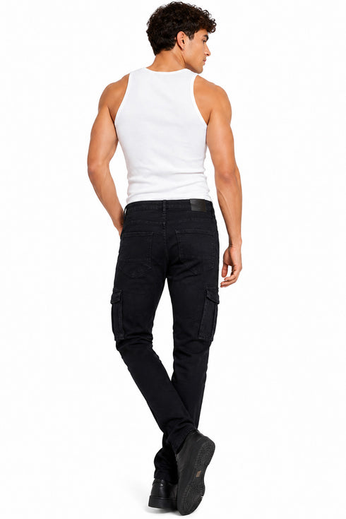 6 Pack Men’s Brave Soul Charcoal Cargo Jeans - From £7.49 Per Unit