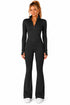 Women’s Zip Up Active-wear Set with Flared Leggings