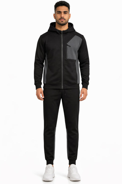 Men’s Zip-Up Hooded Tracksuit Set – Slim Fit Hoodie & Jogger Set