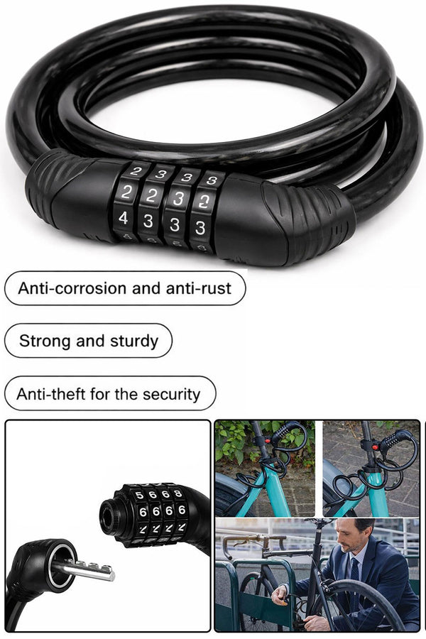 Bike Cable Lock with Combination 1.25m – Heavy Duty Anti-Theft