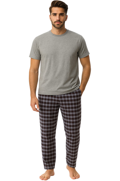 Men's Plaid Pajama Set – Short Sleeve T-Shirt & Lounge Pants