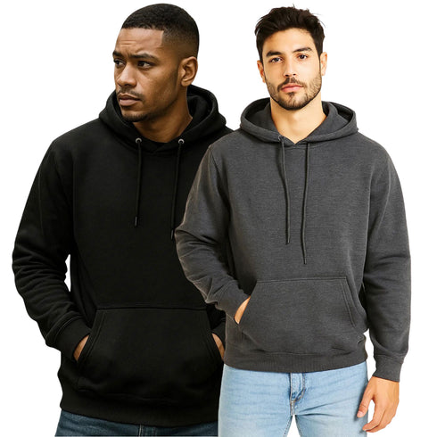 2 Pack Plain Polycotton Pullover Hoodie