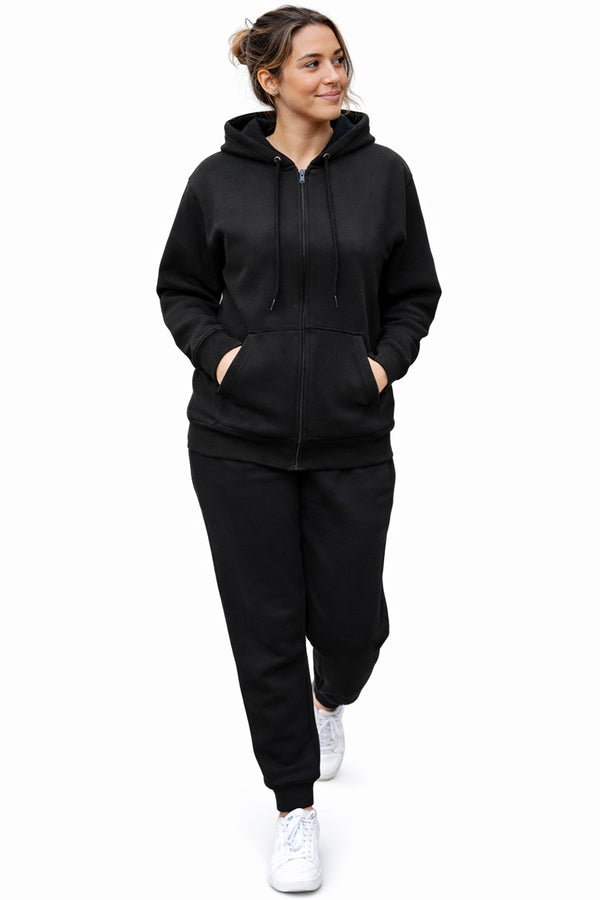 Women’s Hooded Tracksuit Set – Zip Up Hoodie & Joggers Lounge-wear Set