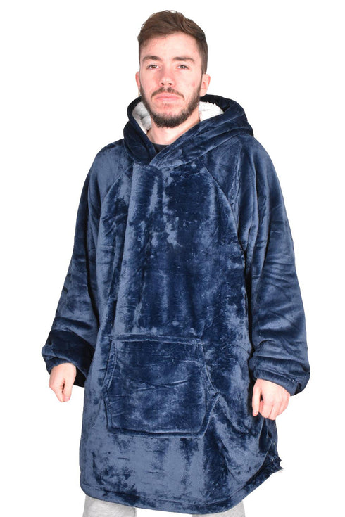 Unisex Navy Blanket Hoodie - Thin
