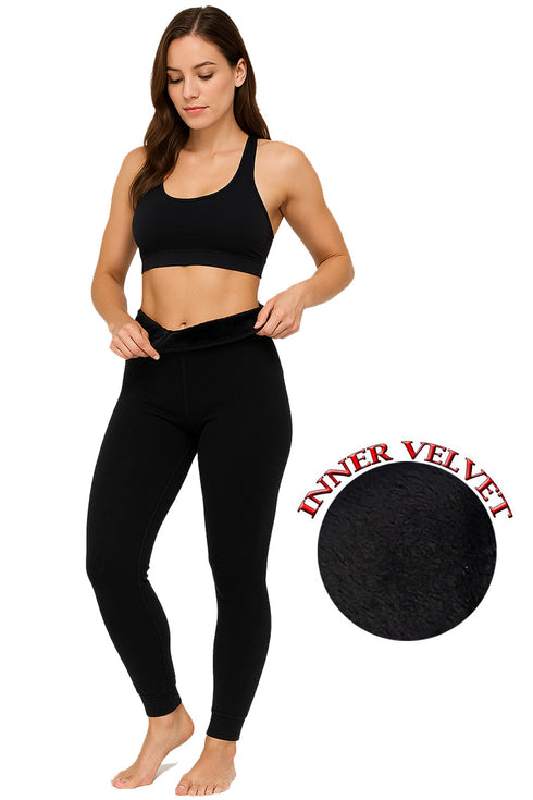 Women's Heat Velvet Plush Leggings – Faux Fur Lined Thermal Tights