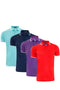 4 Pack Mens Double Tip Collared Pocket Polo