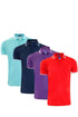 4 Pack Mens Double Tip Collared Pocket Polo