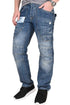 Mens Faded Zipped Denim Jeans - Big Sizes