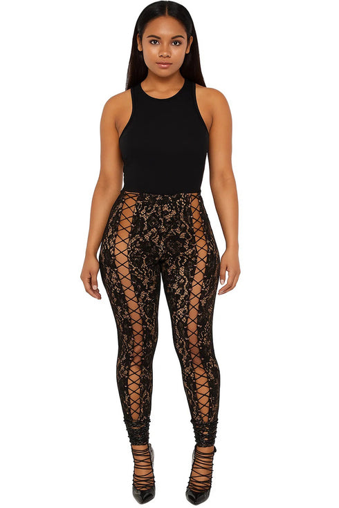 Lace Eyelet Detail Skinny Trousers - 20/40 Pack