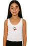 Kids Girls White Cherry Embroidered Sleeveless Crop Top | Age 10-12 Years