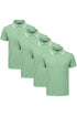 4 Pack Mens Plain Pique Tipping Collar T Shirts