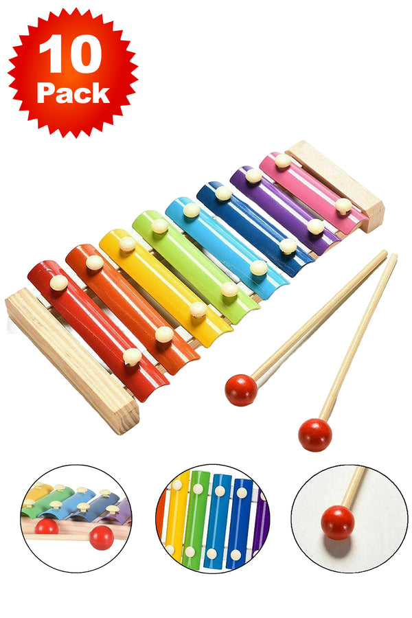 10 Pack Wooden Rainbow Xylophone