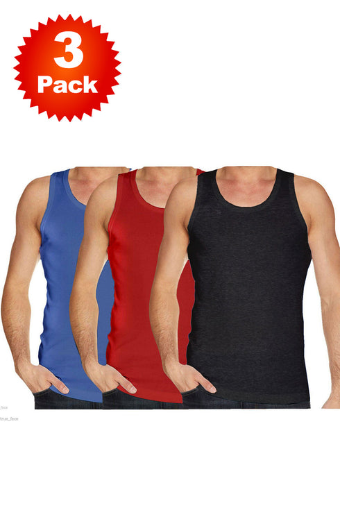 3 Pack Mens Plain Cotton Vest