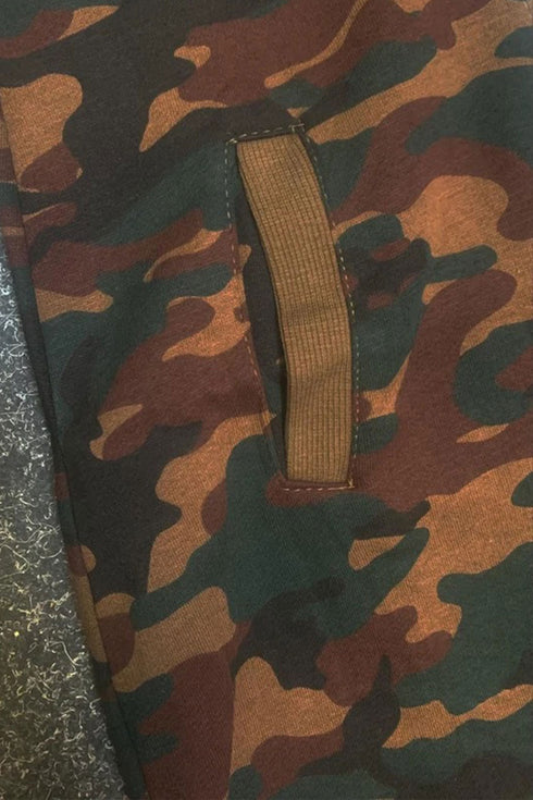 Kids Camo Print Hooded Onesie – Full Sleeve Zip-Up Loungewear