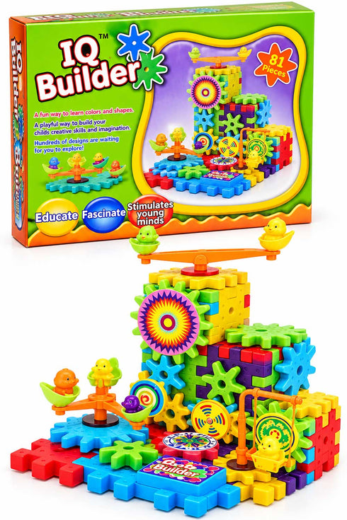 IQ Builder 81 Pieces Gear Building Blocks Puzzle Set