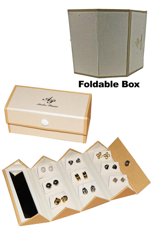9 Pairs Earrings Set With Foldable Jewelry Storage Box