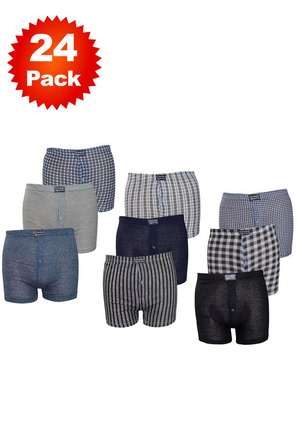 Men’s Cotton Boxer Shorts Multipack – 24 or 48 Pack | Classic Sports Underwear
