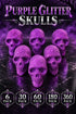 Purple Glitter Skull Decorations Multi Pack – Halloween Party Table and Shelf Decor
