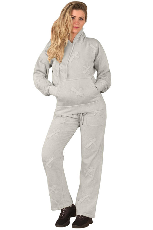 Women’s Cross Appliqué Tracksuit Set | Oversized Hoodie & Joggers