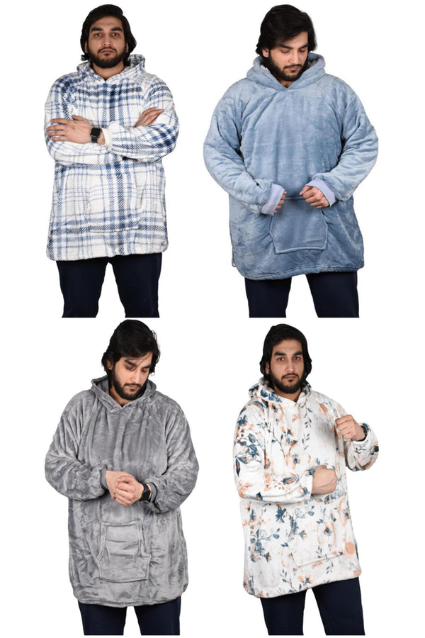 4-Pack Unisex Blanket Hoodies – Soft, Lightweight & Oversized for Adults