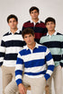 Men’s Long Sleeve Striped Rugby Shirt – 100% Cotton Polo Top.