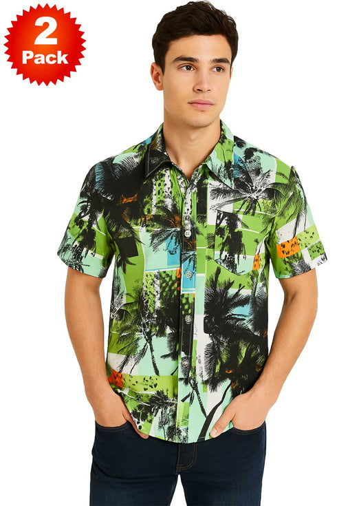 2 Pack Mens Beach Theme Hawaiian Shirts