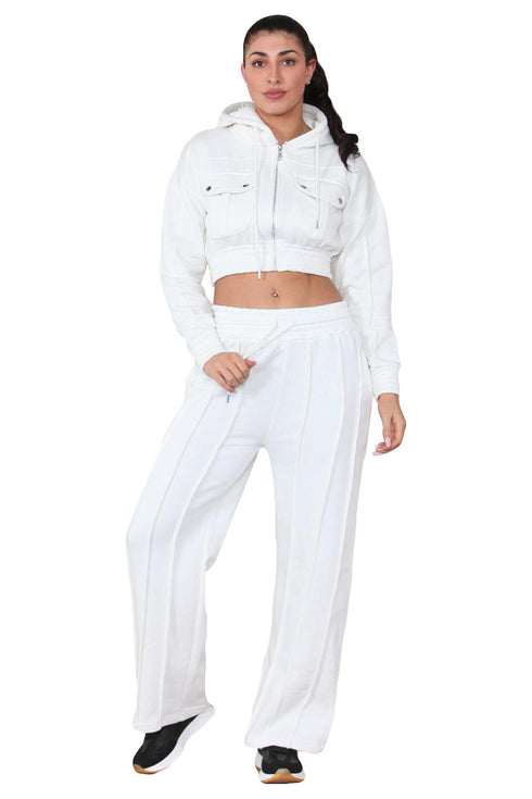 Women Zipper Crop Top Tracksuit