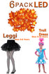 Kids Halloween Costume & LED Lights Bundle | Troll Dress, Striped Leggings with Skirt & 6 Pack Maple Leaf String Lights