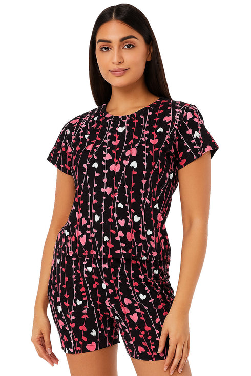 Ladies Short Sleeve Top Short Pajama Set - Pyjama Set