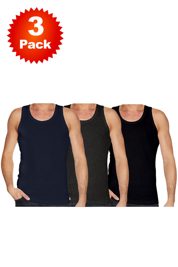 3 Pack Mens Plain Cotton Vest