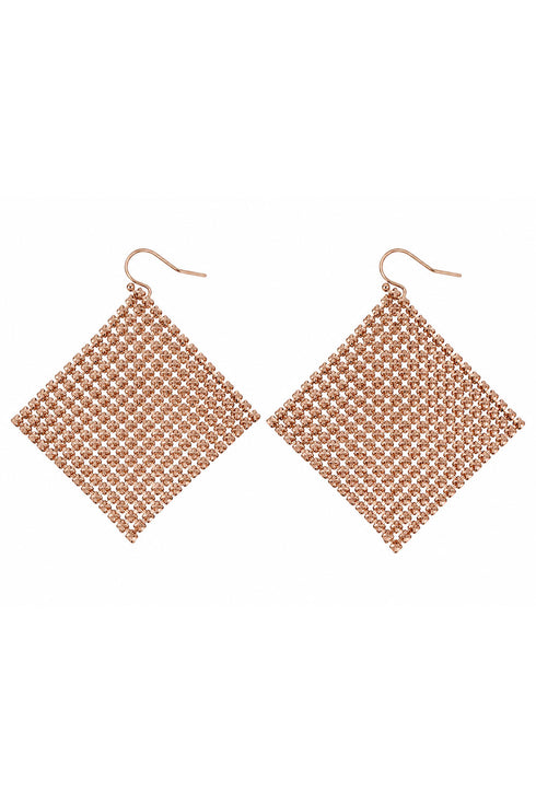 Gold Diamond-Shaped Artificial Earrings with Gift Box